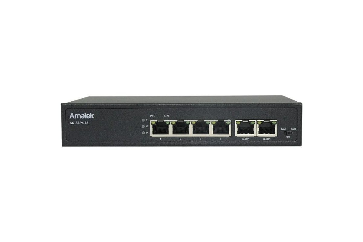

Коммутатор Amatek AN-S6P4-65 черный, AN-S6P4-65