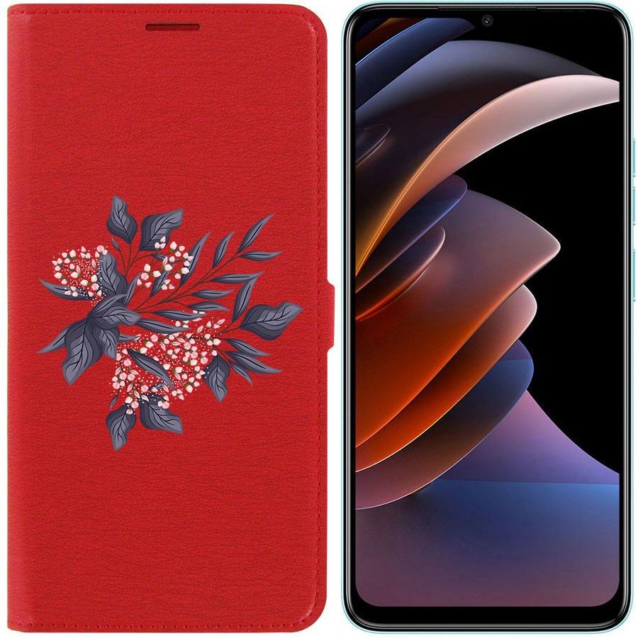 

Чехол-книжка Eco Book для Tecno Spark Go 2023 Розовые бутоны, Красный
