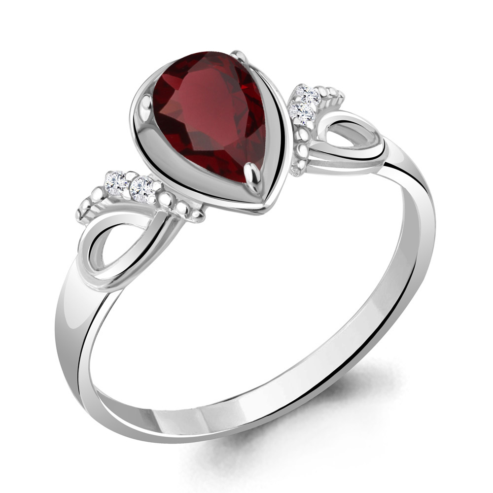 

Кольцо из серебра с гранатом/фианитом р., Aquamarine 6951803А, 6951803А_925_р
