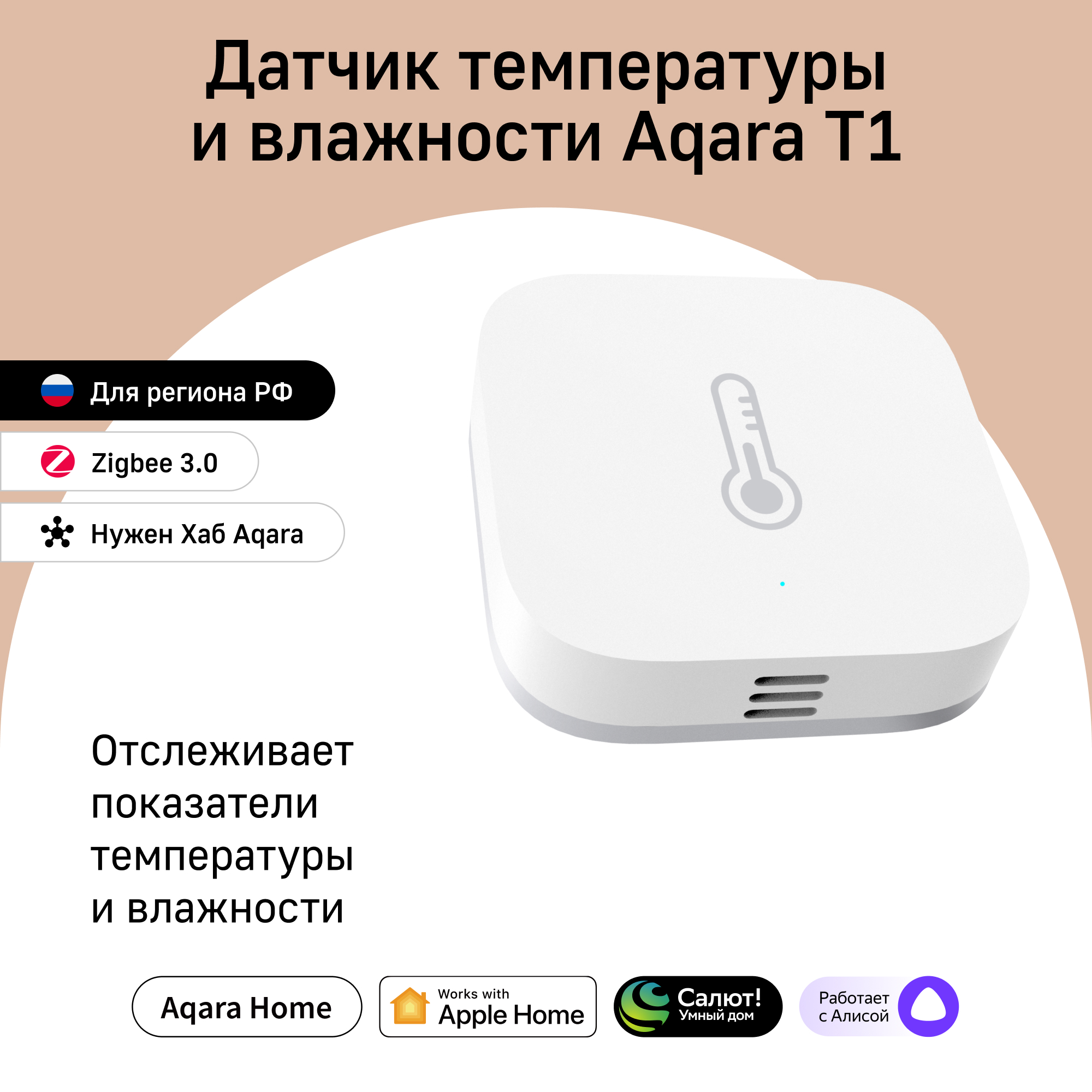 

Датчик температуры и влажности Aqara T1, модель TH-S02D, TH-S02D