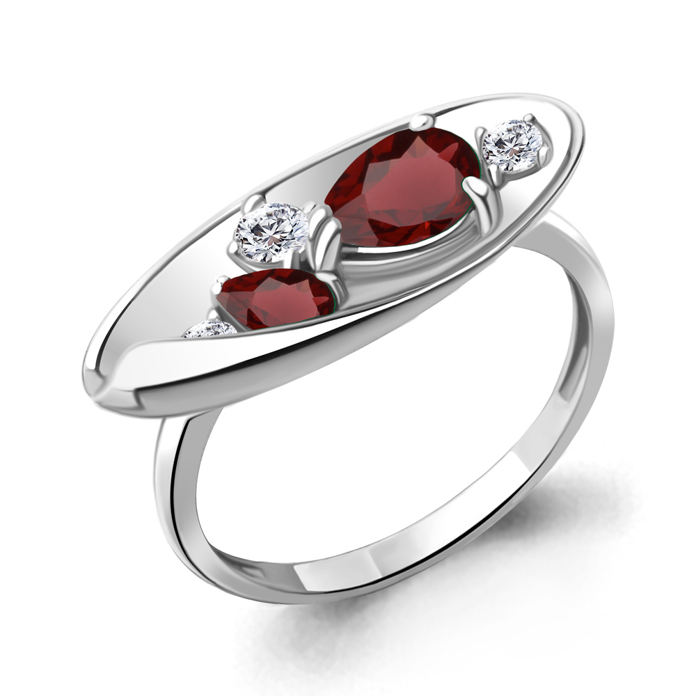 

Кольцо из серебра с гранатом/фианитом р., Aquamarine 6953503А, 6953503А_925_р
