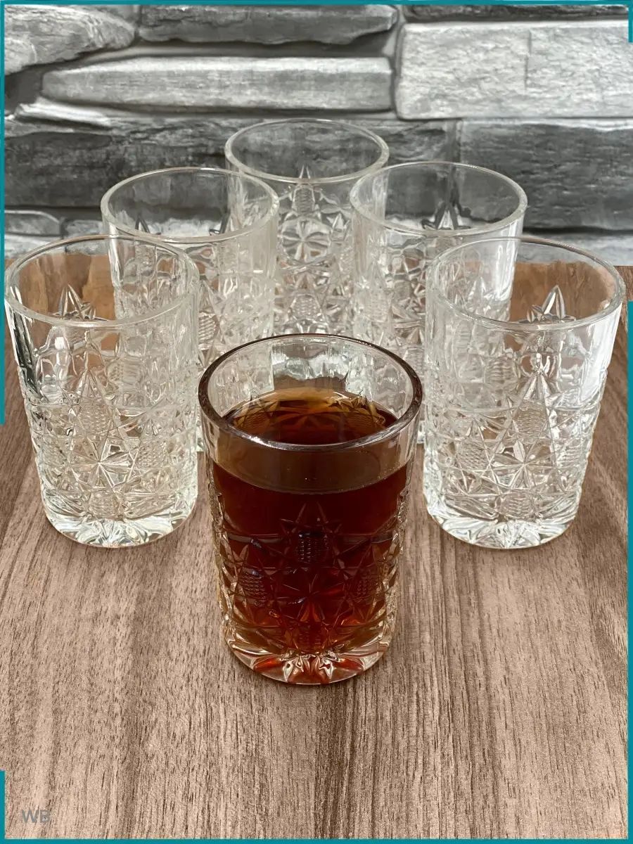 Стаканы Kai Da glass для чая, воды и сока с узором на 6 персон