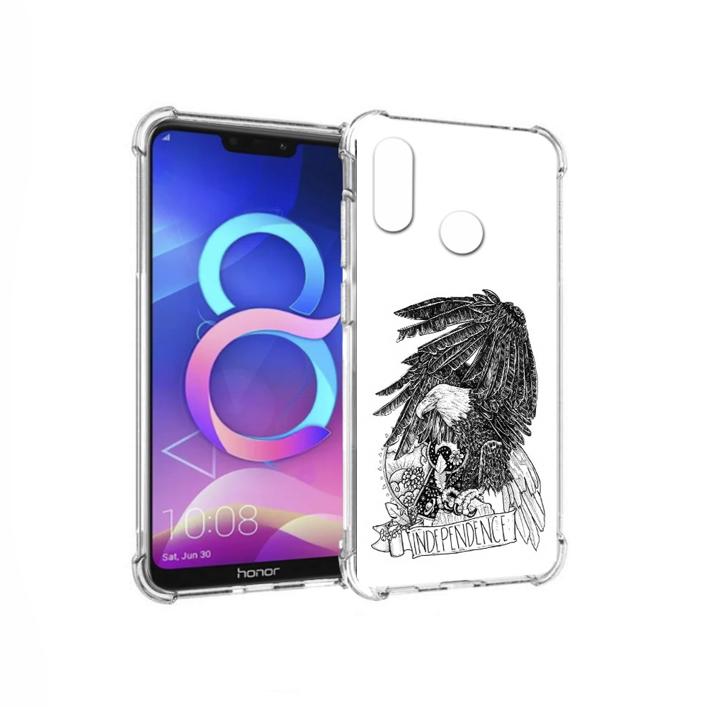 Чехол MyPads Tocco для Honor 8C черно белый сокол (PT121522.29.688)