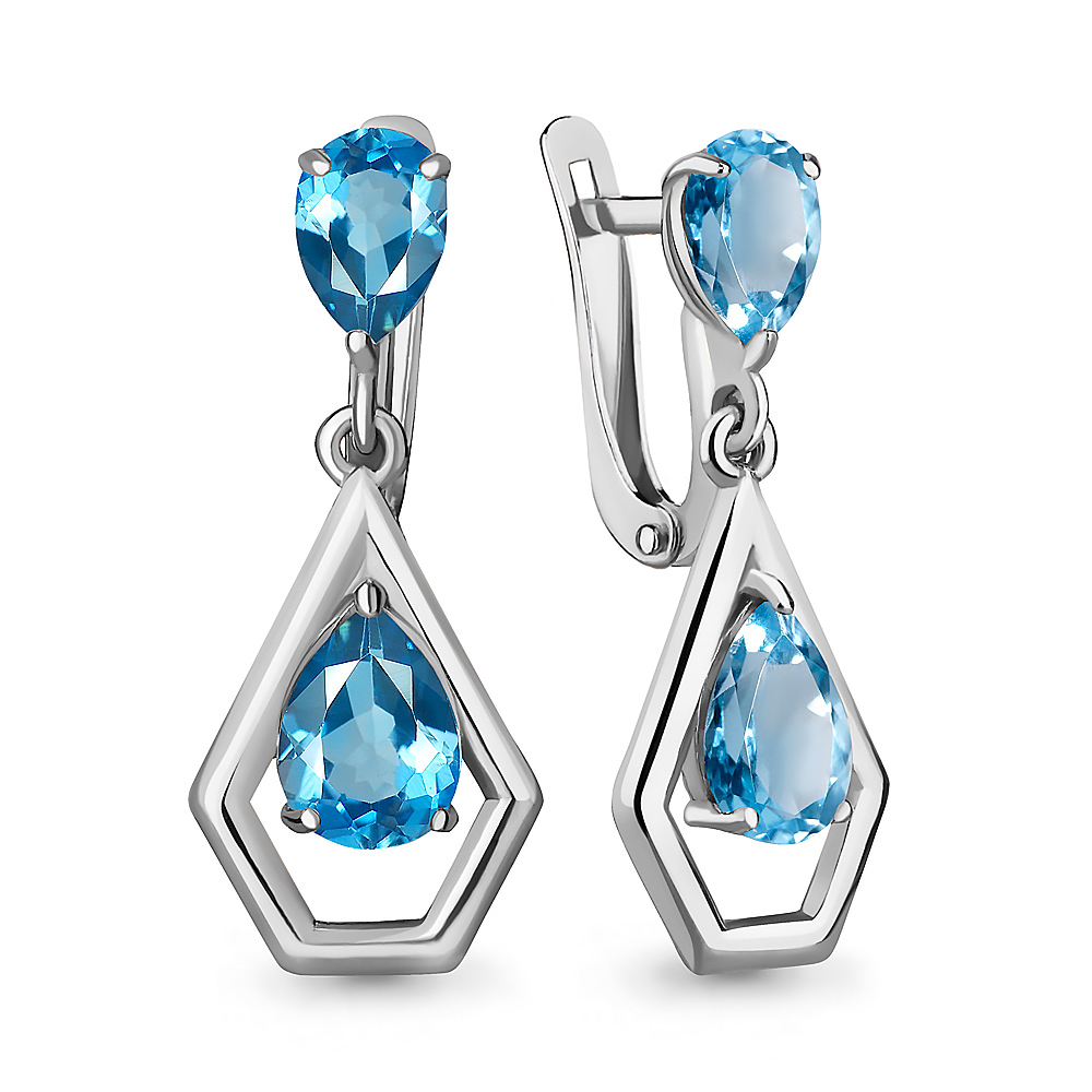 

Серьги подвески из серебра с топазом Aquamarine 4764305, 4764305_925_р