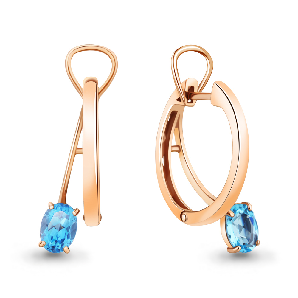 

Серьги конго из серебра с топазом Aquamarine 4763505, 4763505_925_з