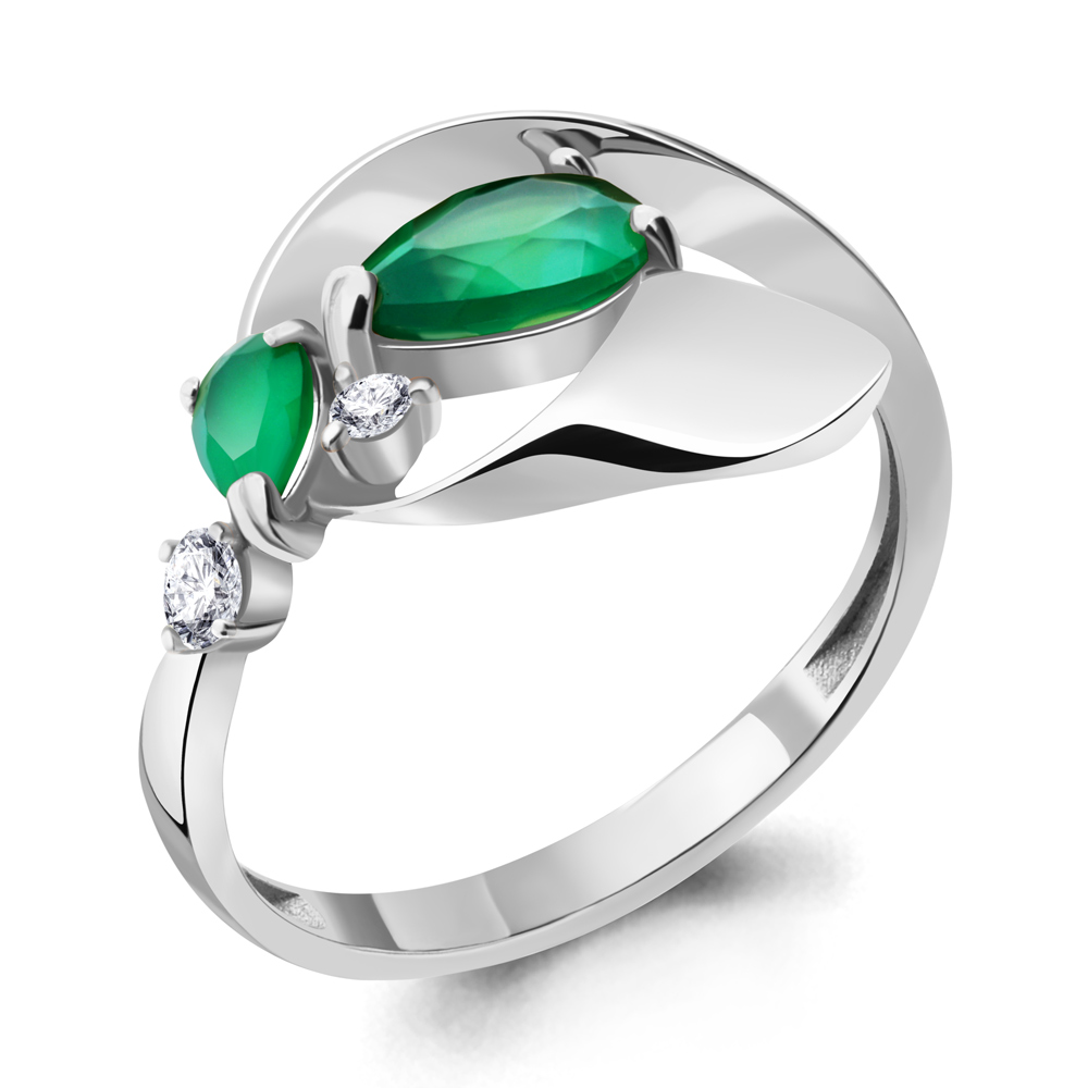 

Кольцо из серебра с агатом/фианитом р. Aquamarine 6954109А, 6954109А_925_р