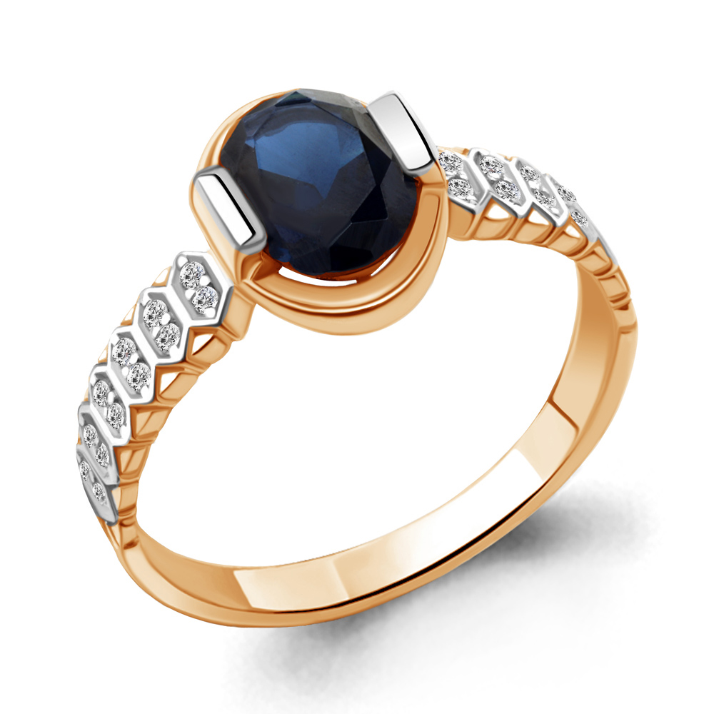 

Кольцо из красного золота с бриллиантом/сапфиром р. Aquamarine 963981Ак, 963981Ак_585_кз