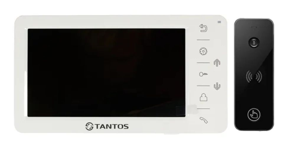 Комплект видеодомофона Tantos Amelie (белый) и iPanel 2+(черная) комплект заглушек 10шт pls lock h25 черная глухая arlight 028128