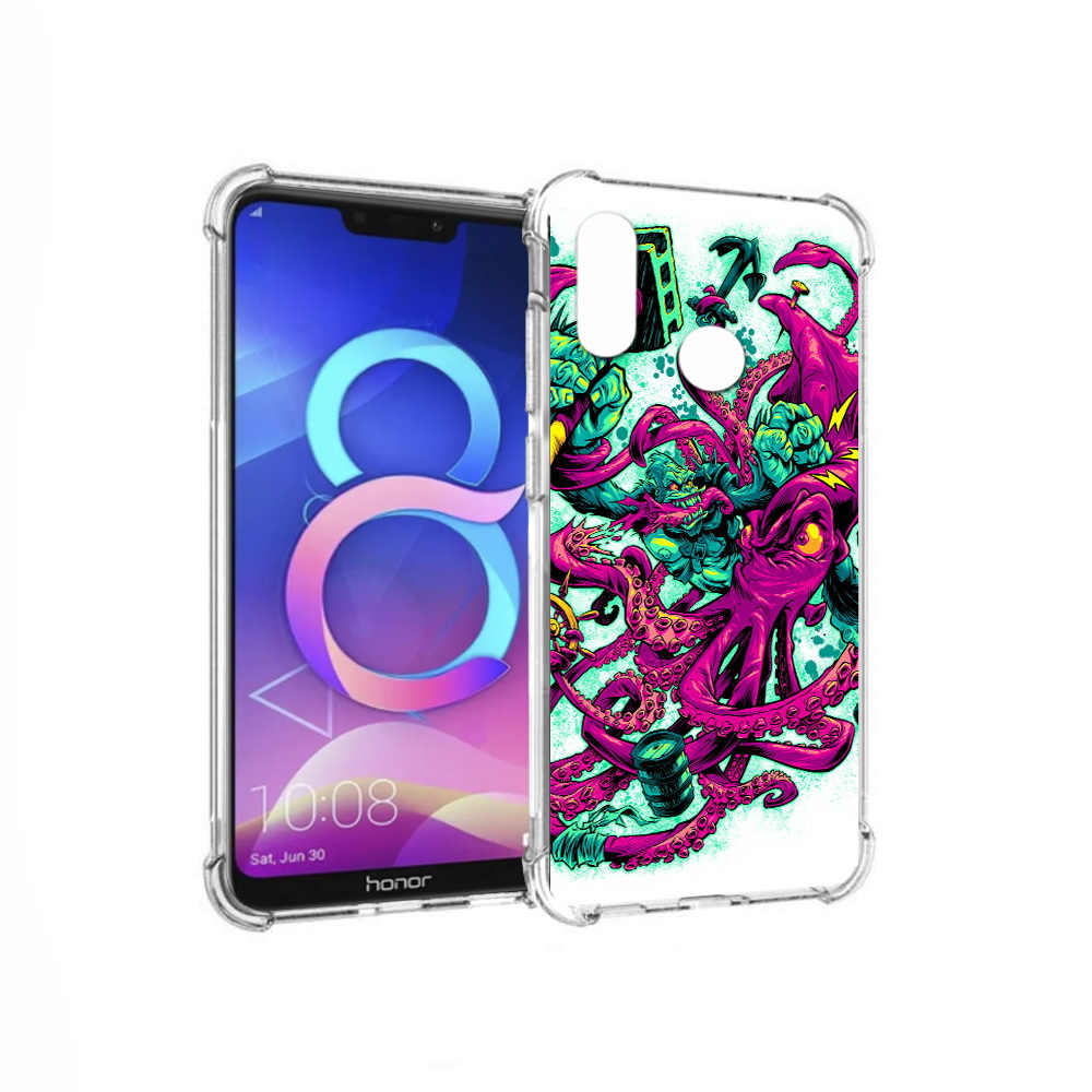 

Чехол MyPads Tocco для Honor 8C фиолетовый кракен (PT121522.29.657), Прозрачный, Tocco