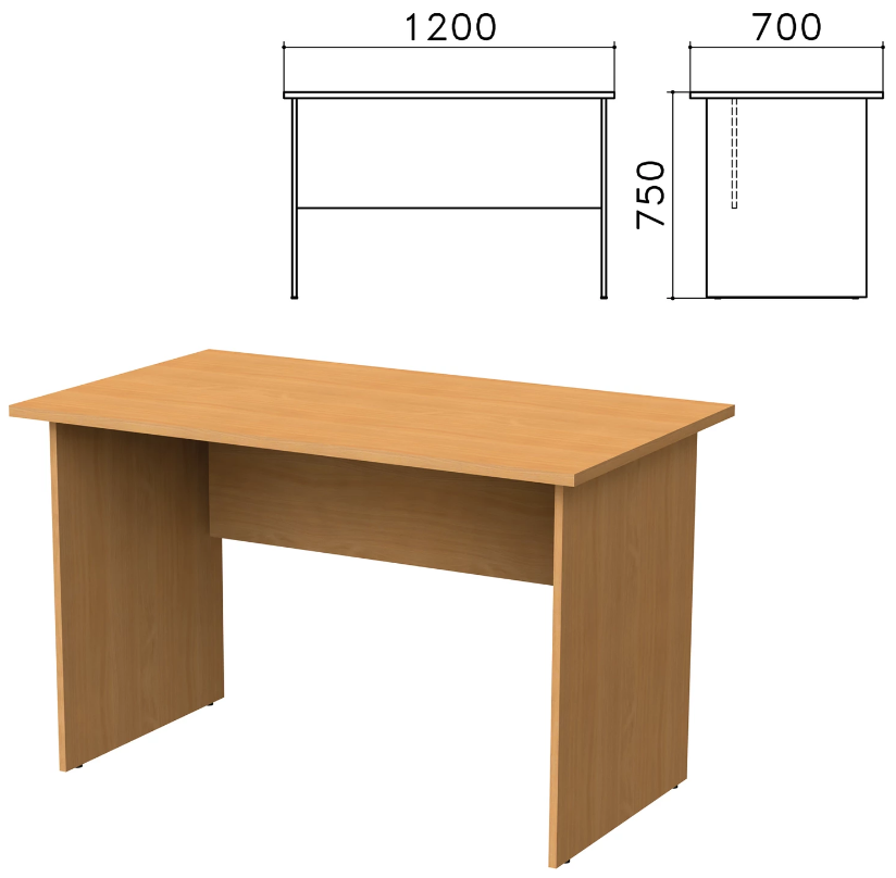 фото Монолит стол письменный "монолит", 1200х700х750 мм, цвет бук бавария, см1.1