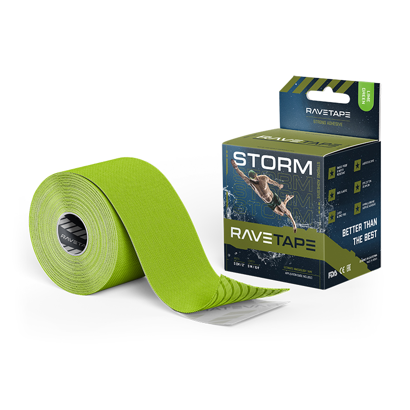 Кинезиотейп Ravetape 2022 Storm 5 см х 5 м Lime