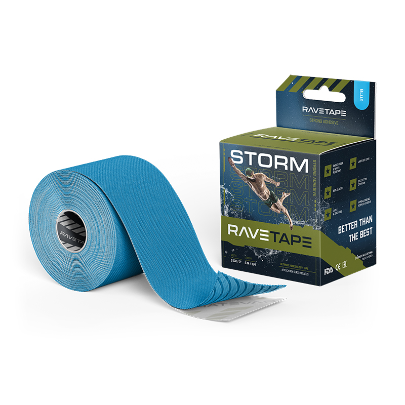 Кинезиотейп Ravetape 2022 Storm 5 см х 5 м Blue