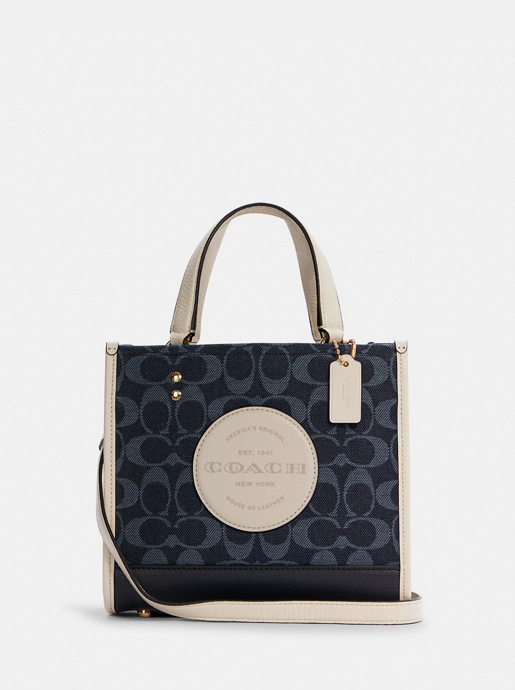 Сумка женская Coach Dempsey Tote 22_CH0204 розоваябелая 23200₽