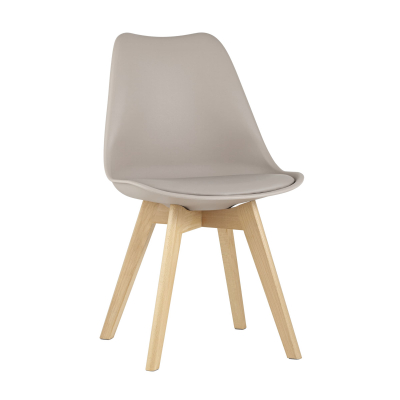 фото Stool group frankfurt бежевый, сиденье из сочетания пластика и экокожи, ножки деревянные