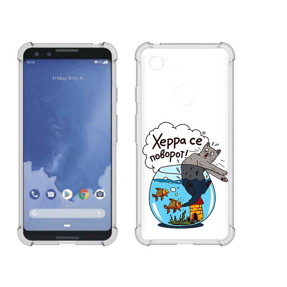 

Чехол MyPads Tocco для Google Pixel 3 Рыбы с котом, Прозрачный, Tocco