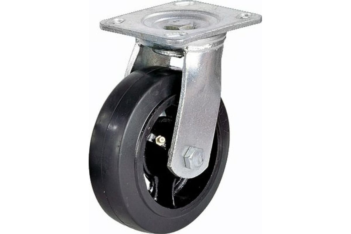 Колесная опора большегрузная поворотная из литой черной резины SCD 55 TERODEX БК125П запасное бескамерное колесо для двухколесной тачки polyagro