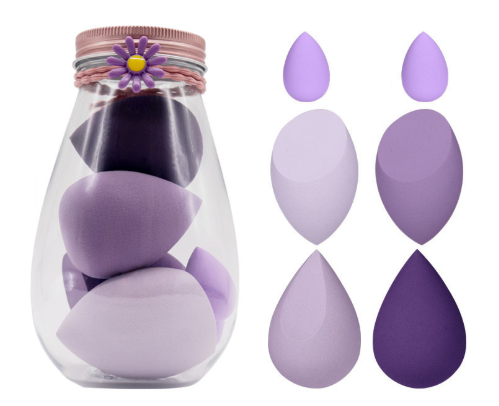 Спонж для макияжа Rimei SP210, набор, с футляром для хранения. Цвет фиолетовый маникюрный набор dewal 508vl фиолетовый