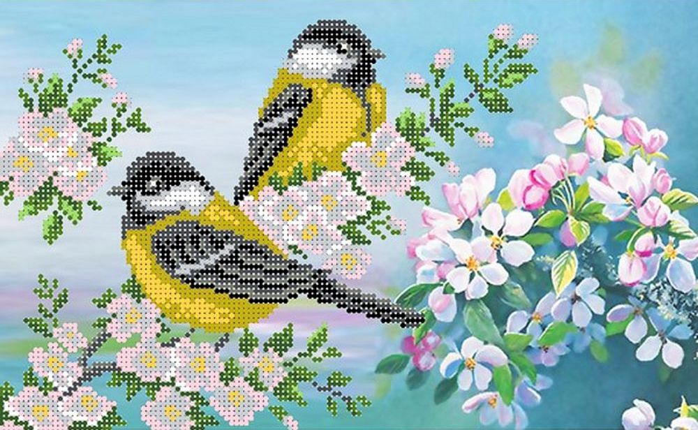 

Рисунок на шелке Синички