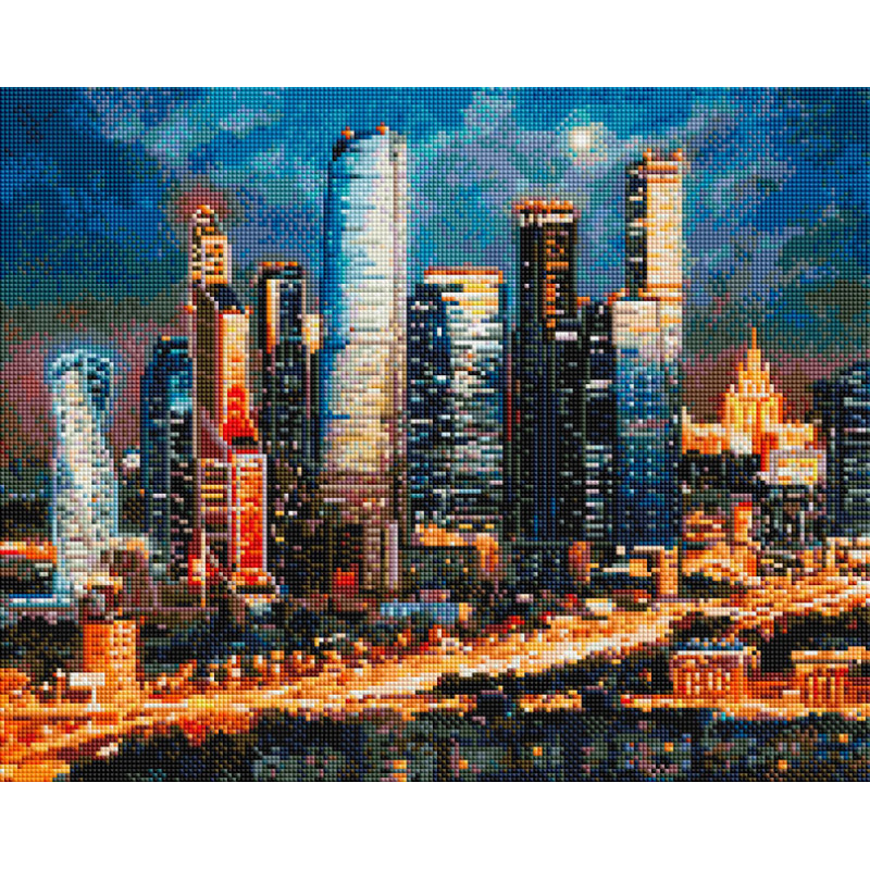 

Алмазная мозаика 40*50 Белоснежка Вечерние огни Москва Сити 654-ST-S, Вечерние огни Москва Сити