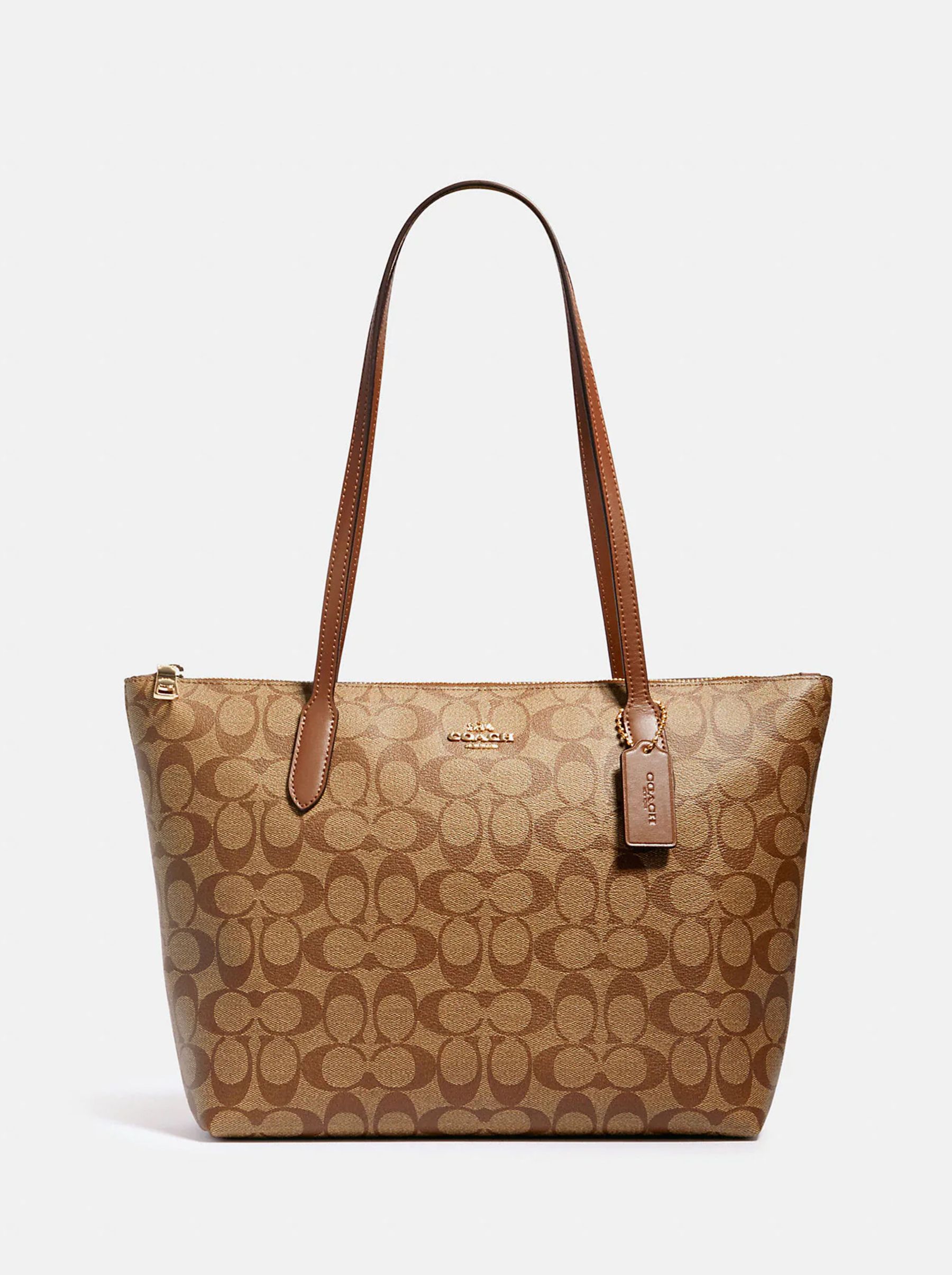 Сумка женская Coach Zip Top Tote_CH0162 коричневая Камбоджа коричневый