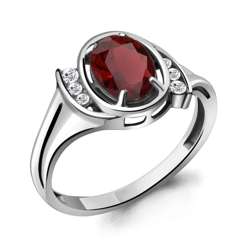 

Кольцо из серебра с гранатом/фианитом р., Aquamarine 6932403А, 6932403А_925_р