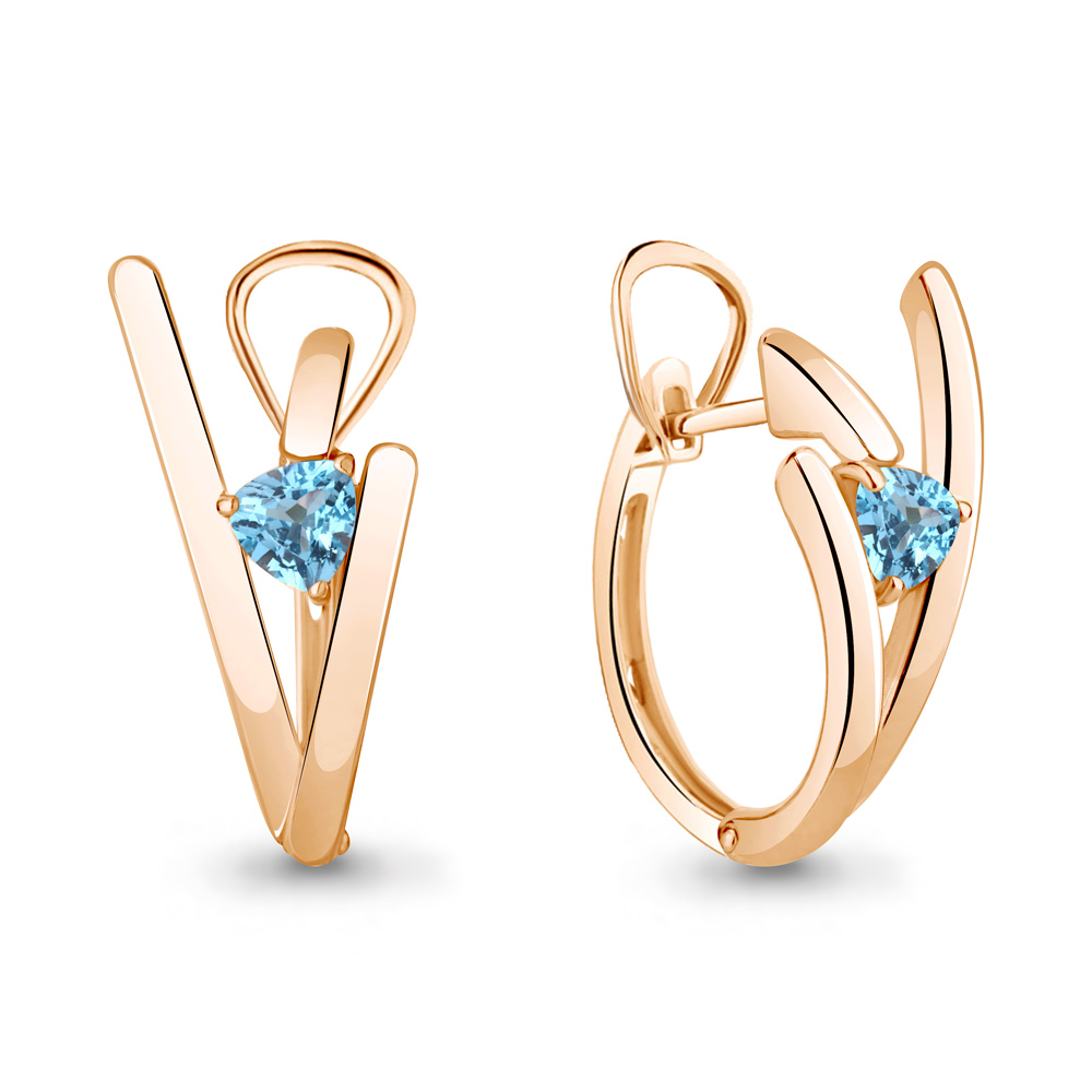 

Серьги конго из серебра с топазом Aquamarine 4764105, 4764105_925_з