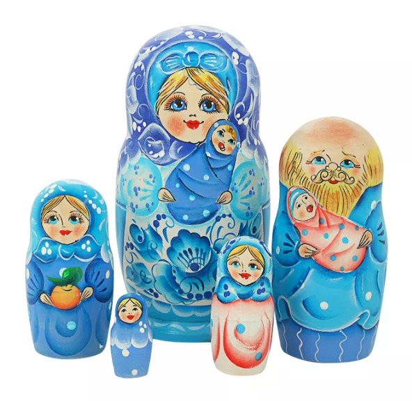 

Матрешка Прибавление в семье 16151, 5 мест, 18 см, Разноцветный