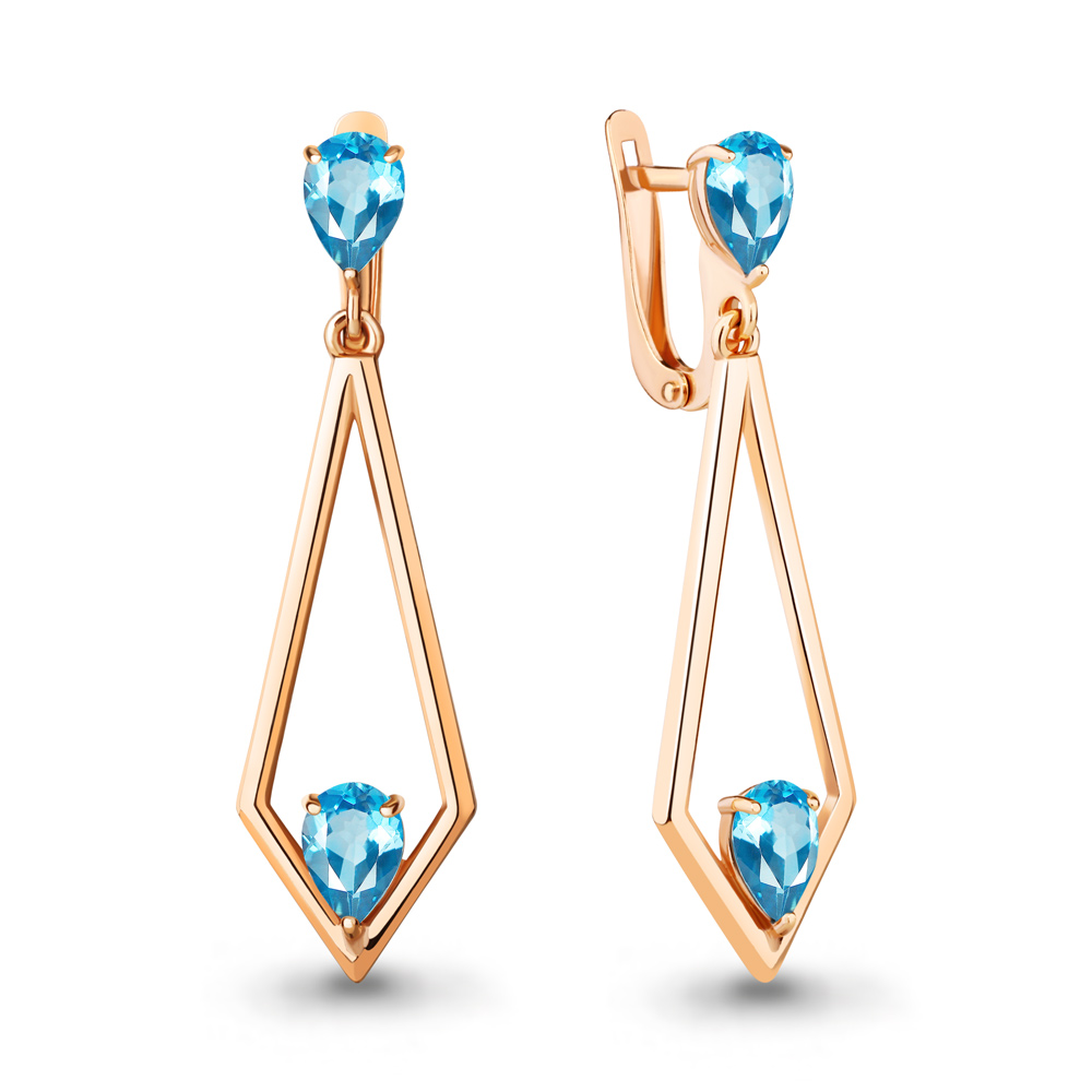 

Серьги подвески из серебра с топазом Aquamarine 4764405, 4764405_925_з