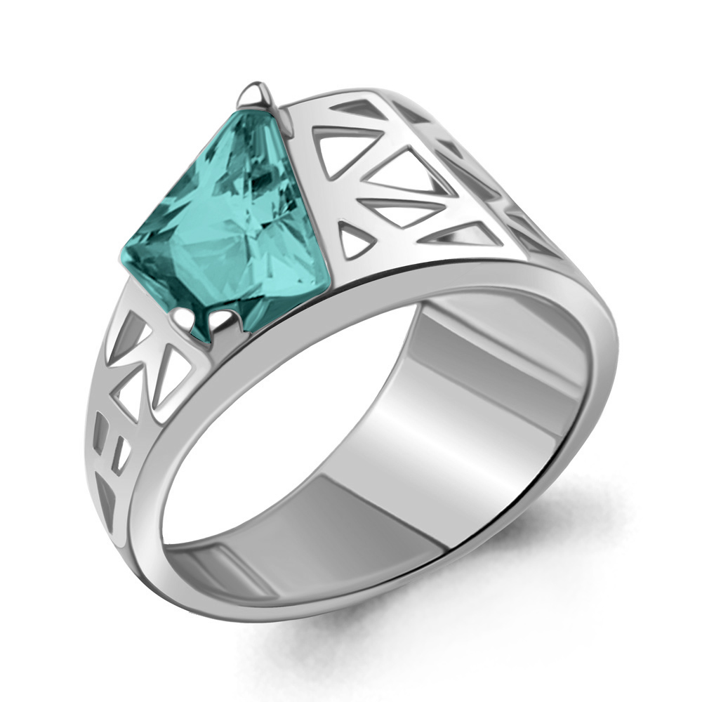 

Кольцо из серебра с турмалином искусственным р., Aquamarine 6969988, 6969988_925_р