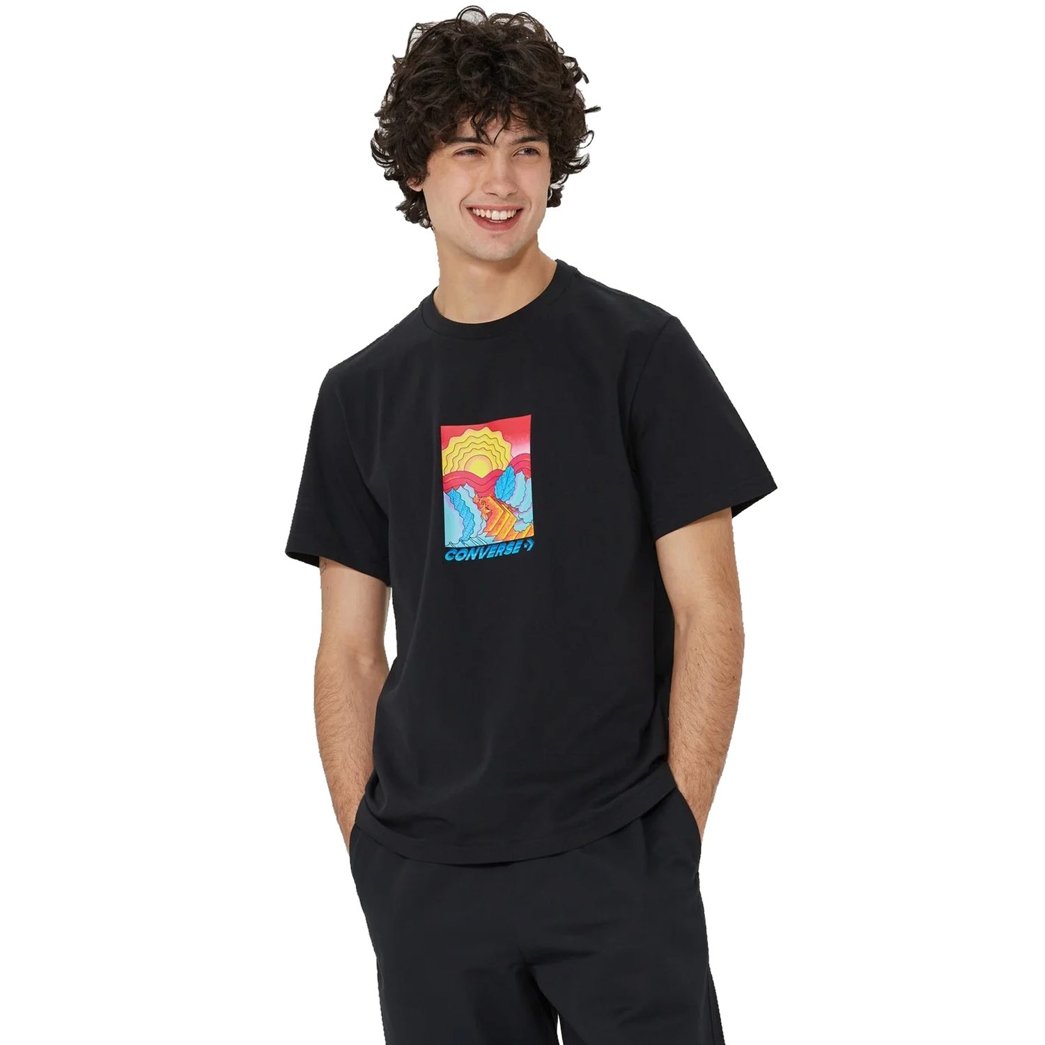 

Футболка унисекс Converse LAYERS OF EARTH TEE черная S, Черный, LAYERS OF EARTH TEE
