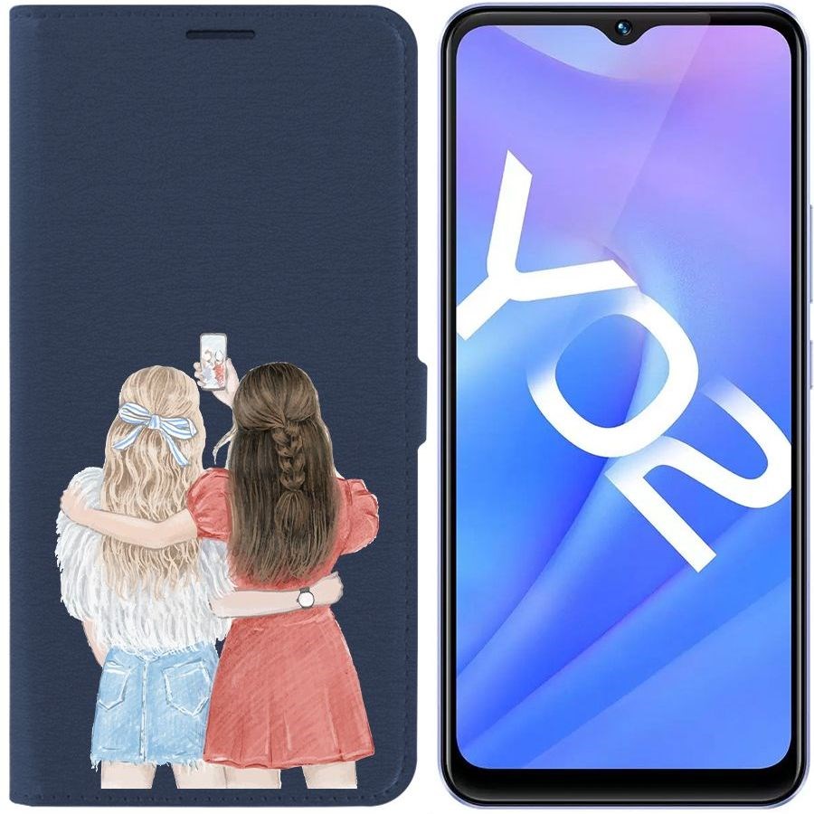 

Чехол-книжка Eco Book для Vivo Y02 Лучшие подруги, Синий