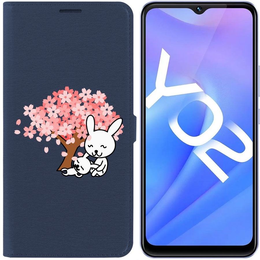 

Чехол-книжка Eco Book для Vivo Y02 Кролики, Синий