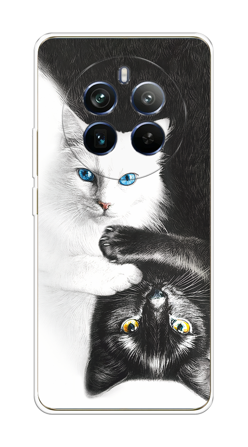 

Чехол на Realme 12+ "Коты Инь-Янь", Черный;белый;голубой, 2516350-1