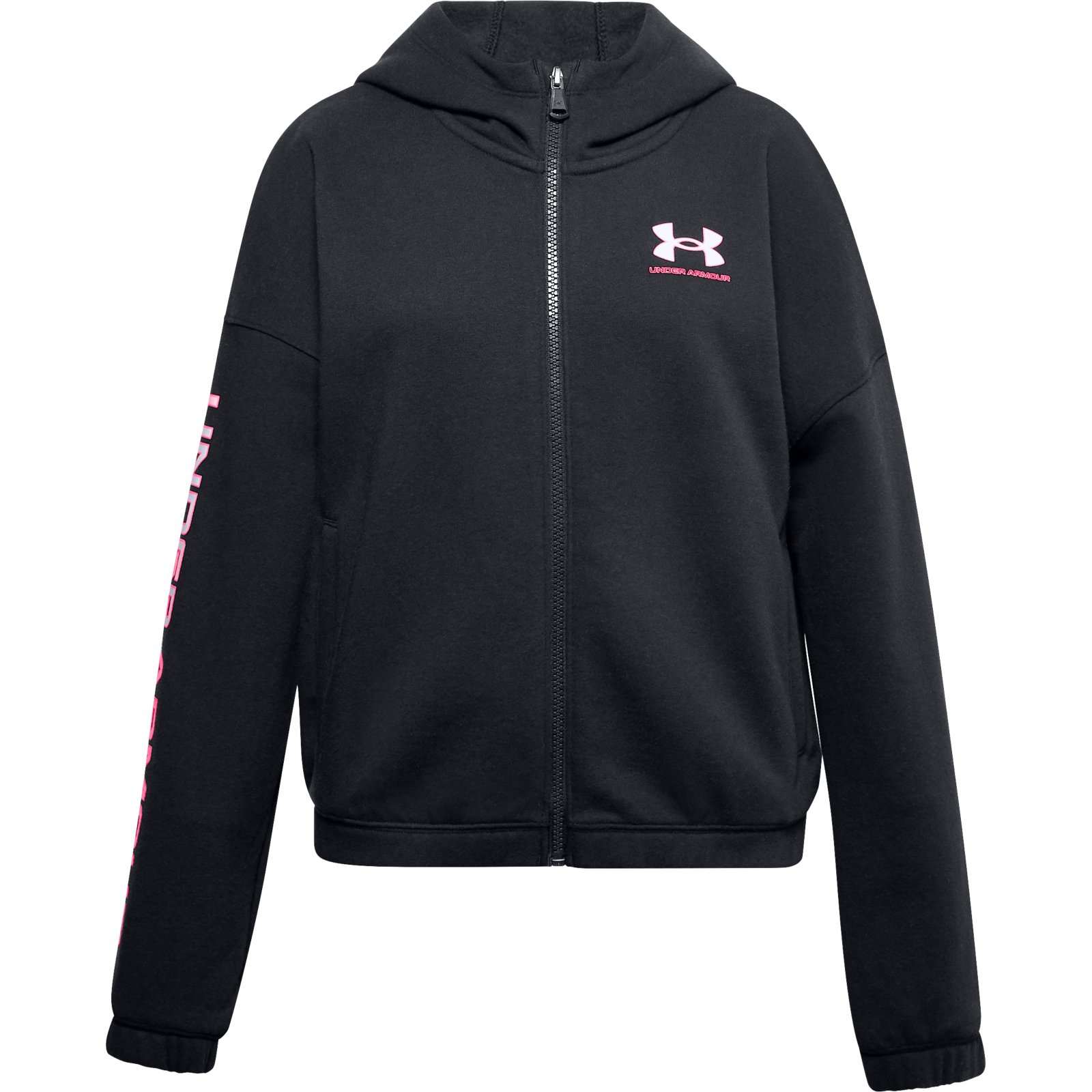 фото Толстовка under armour rival fleece fz hoodie 1356478-001 черный р.134