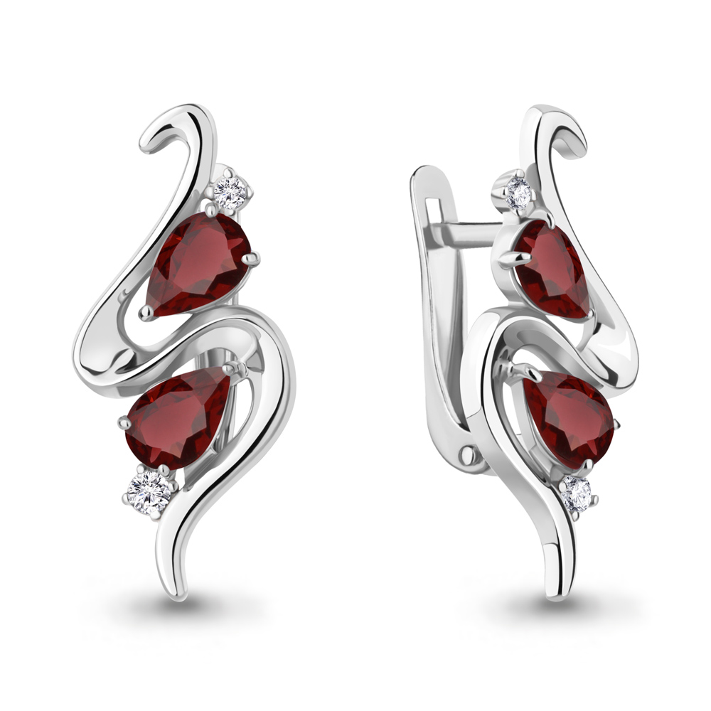 

Серьги из серебра с гранатом/фианитом Aquamarine 4765903А, 4765903А_925_р
