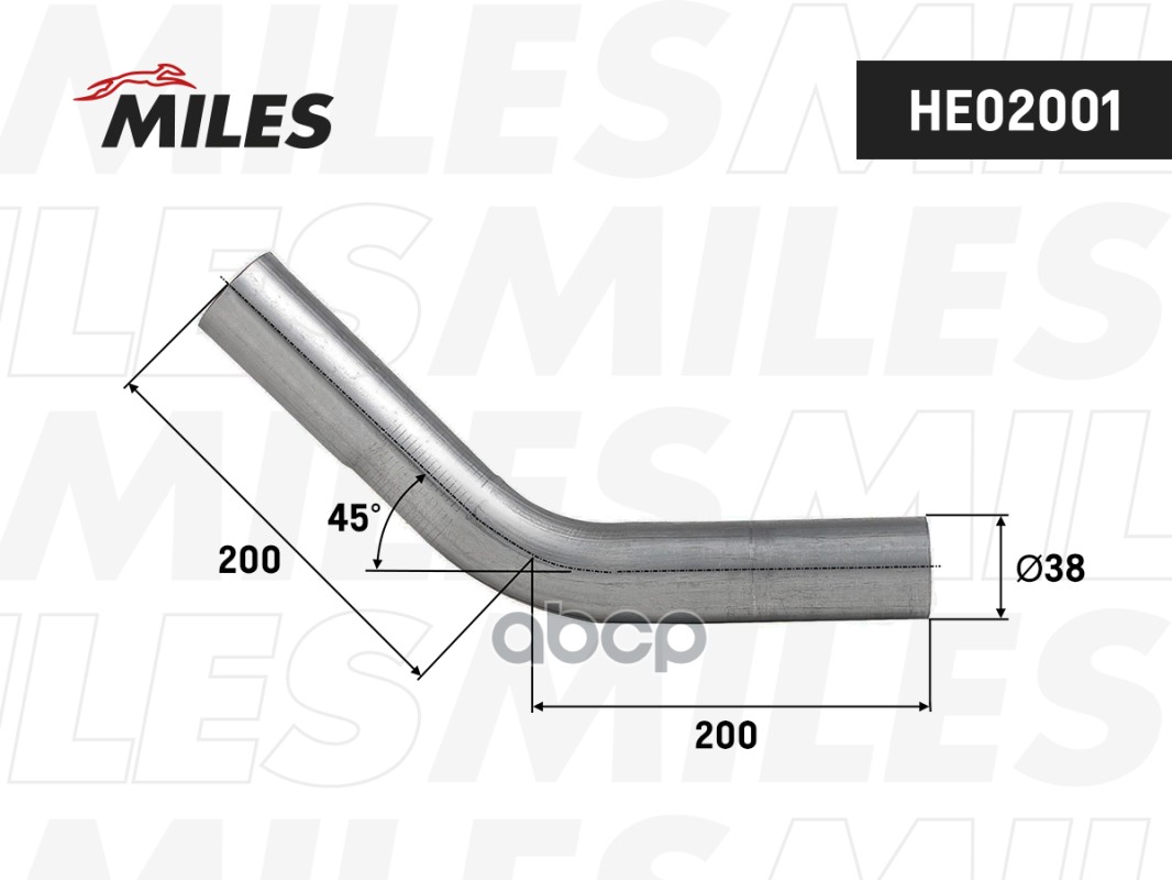 

Труба С Гибом Алюм. D=38 Угол 45 Miles арт. HE02001