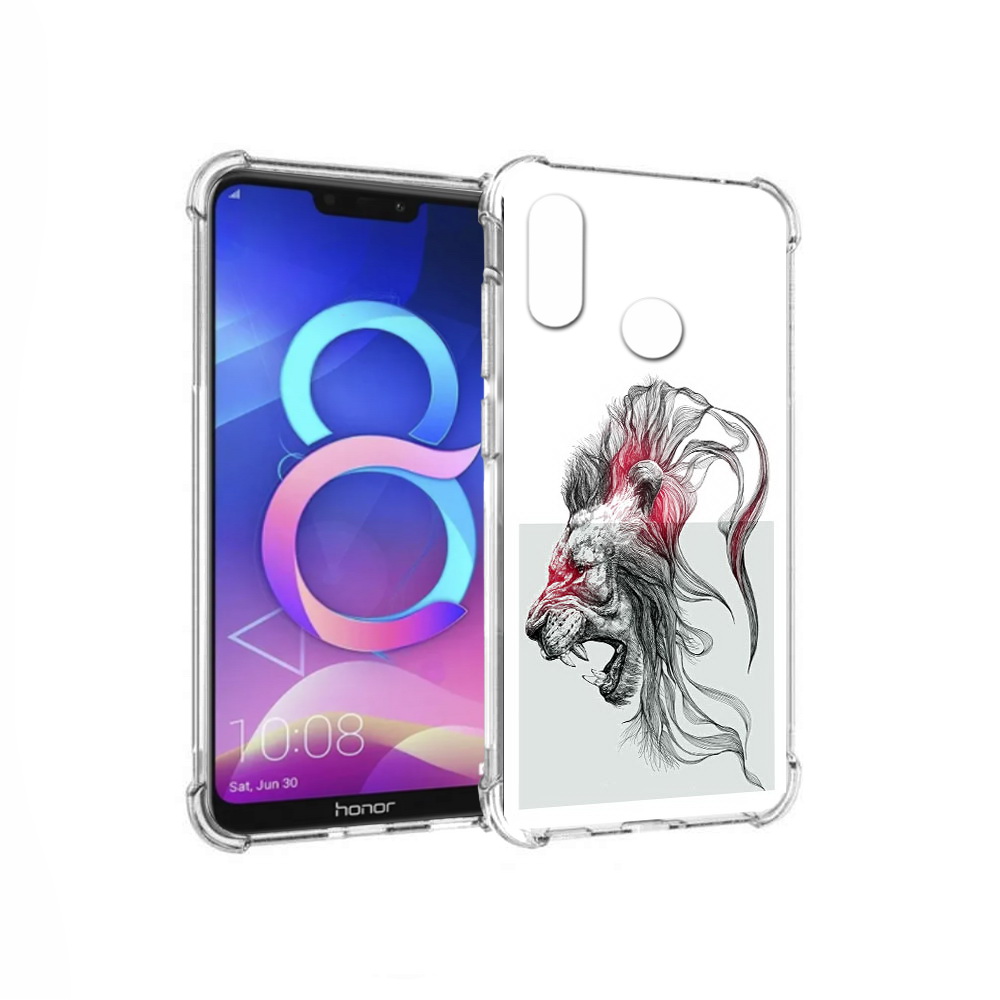 

Чехол MyPads Tocco для Honor 8C разъяренный лев (PT121522.29.576), Прозрачный, Tocco