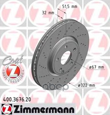 

Тормозной диск ZIMMERMANN комплект 1 шт. 400367620