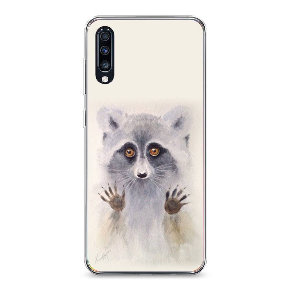 

Чехол на Samsung Galaxy A70 "Енот за стеклом", Бежевый;серый, 28150-4