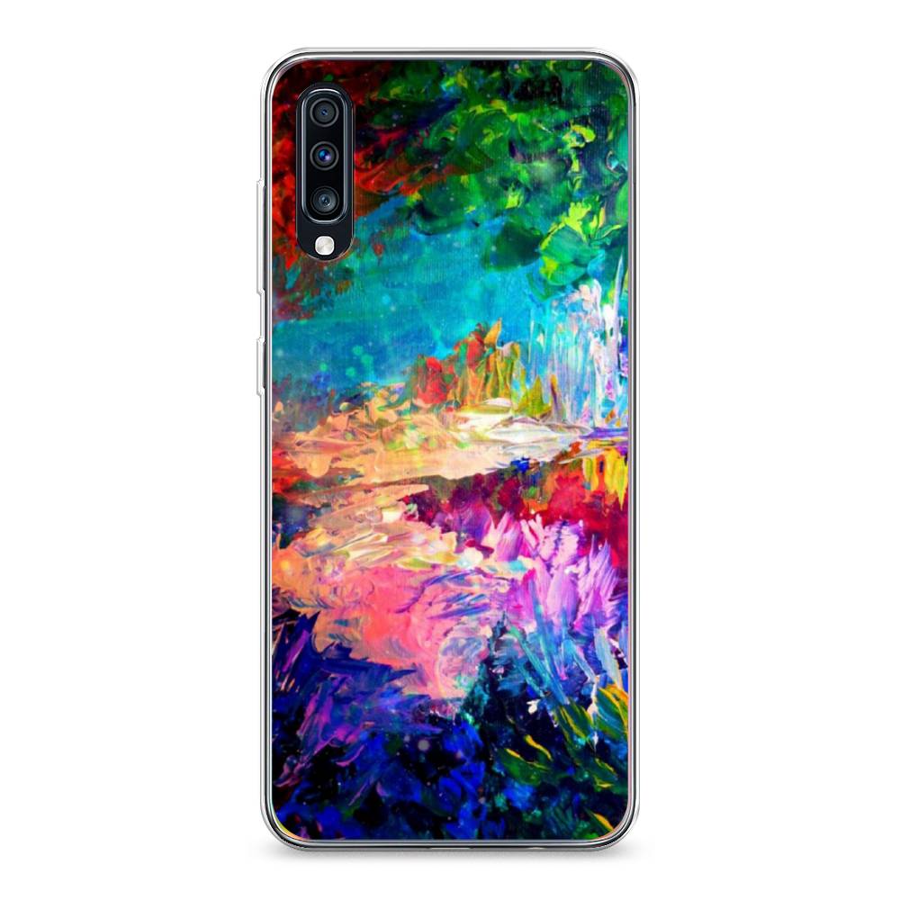 

Чехол на Samsung Galaxy A70 "Лес-гуашь", Синий;розовый;зеленый, 28150-4