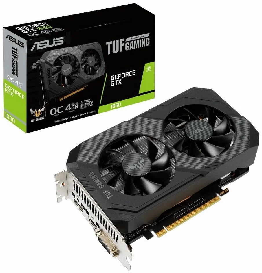 

Видеокарта ASUS NVIDIA GeForce GTX 1650 TUF Gaming V2 OC (TUF-GTX1650-O4GD6-P-V2-GAMING), Черный, GeForce GTX 1650 TUF Gaming V2 OC