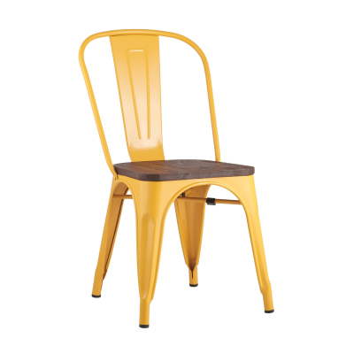 фото Stool group tolix wood желтый сиденье деревянное