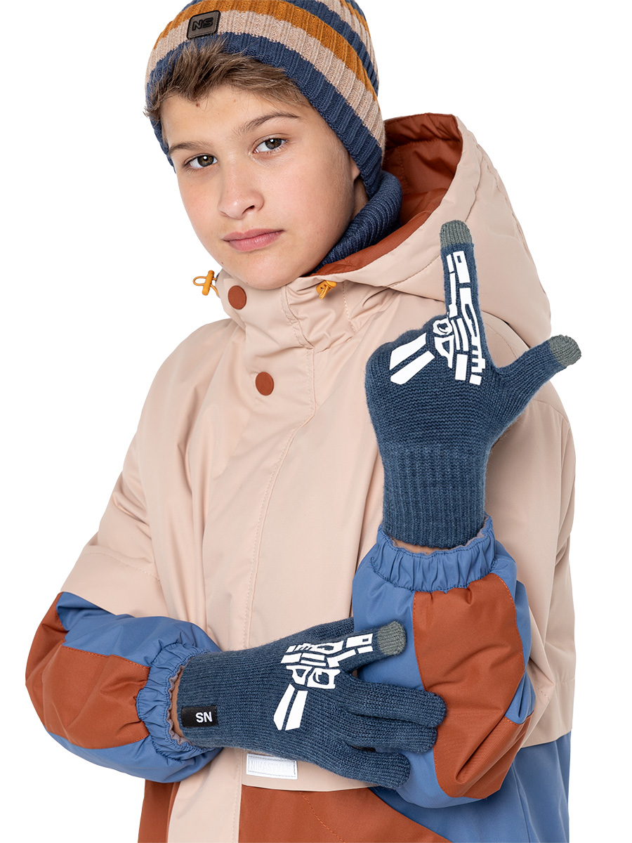 

Перчатки детские NIKASTYLE 15м12124, джинс, 16, Синий, 15м12124