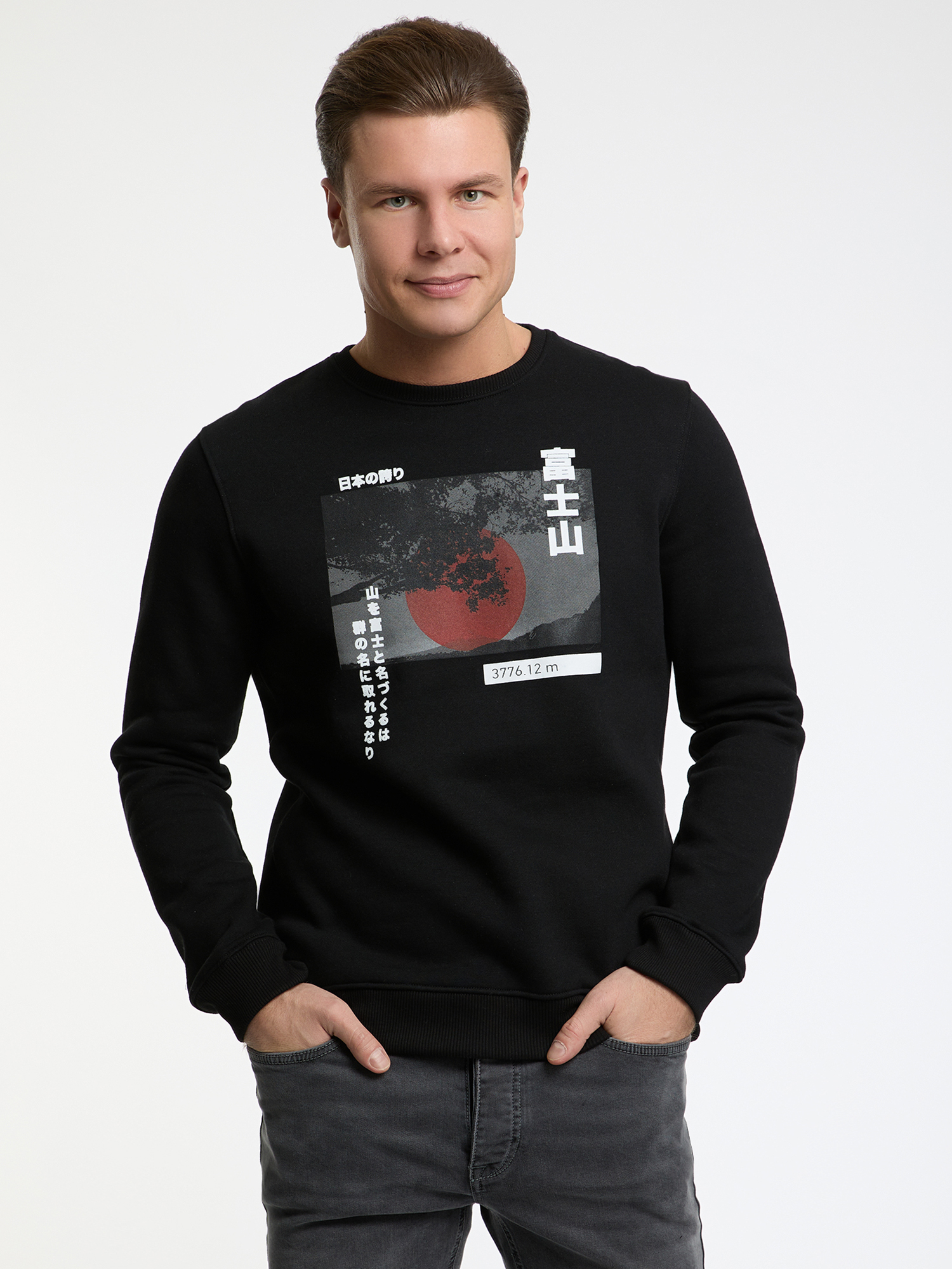 

Свитшот мужской oodji 5L113001I-10 черный M, 5L113001I-10