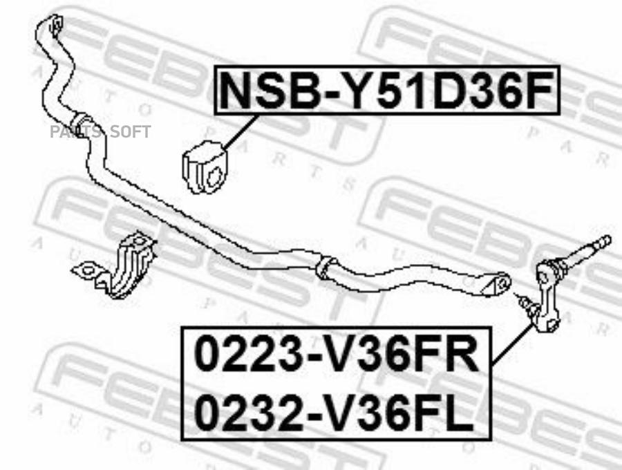 

FEBEST NSBY51D36F ВТУЛКА ПЕРЕДНЕГО СТАБИЛИЗАТОРА D36