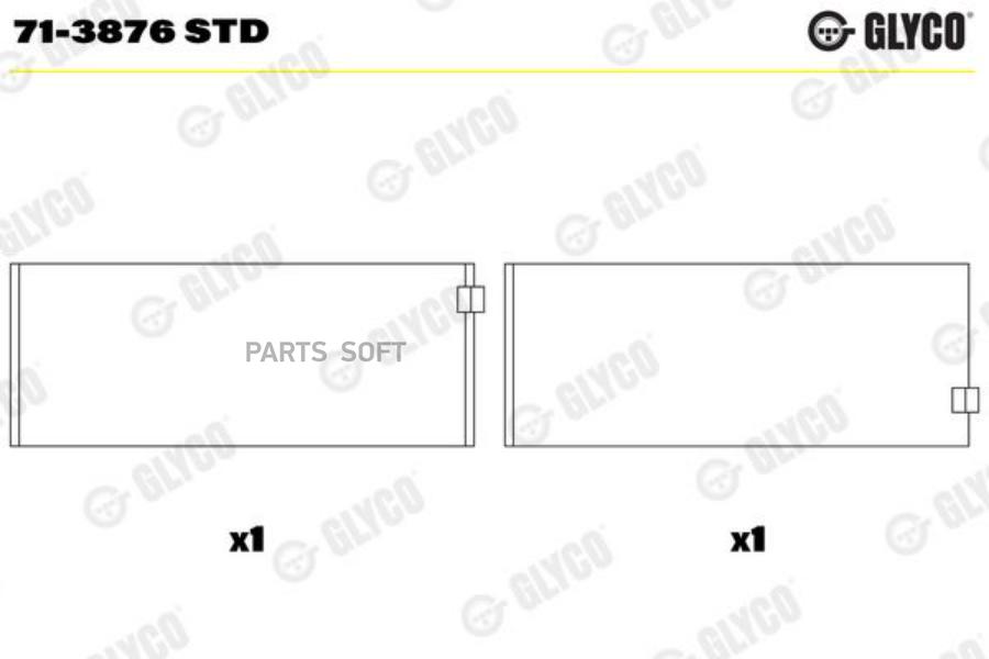

GLYCO 713876STD Вкладыши ДВС шатунные (на 1 шейку)