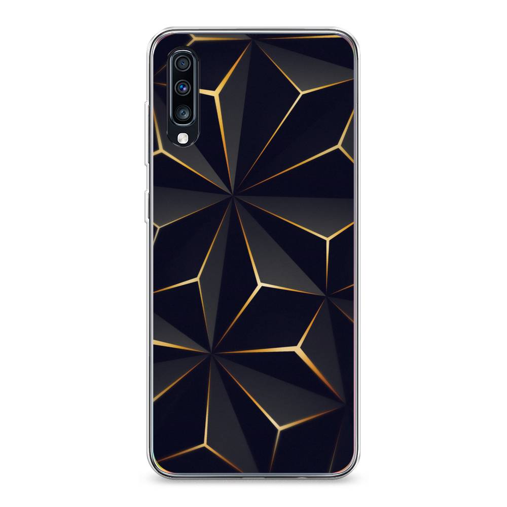 

Чехол на Samsung Galaxy A70 "Черные полигоны", Золотистый;черный, 28150-3