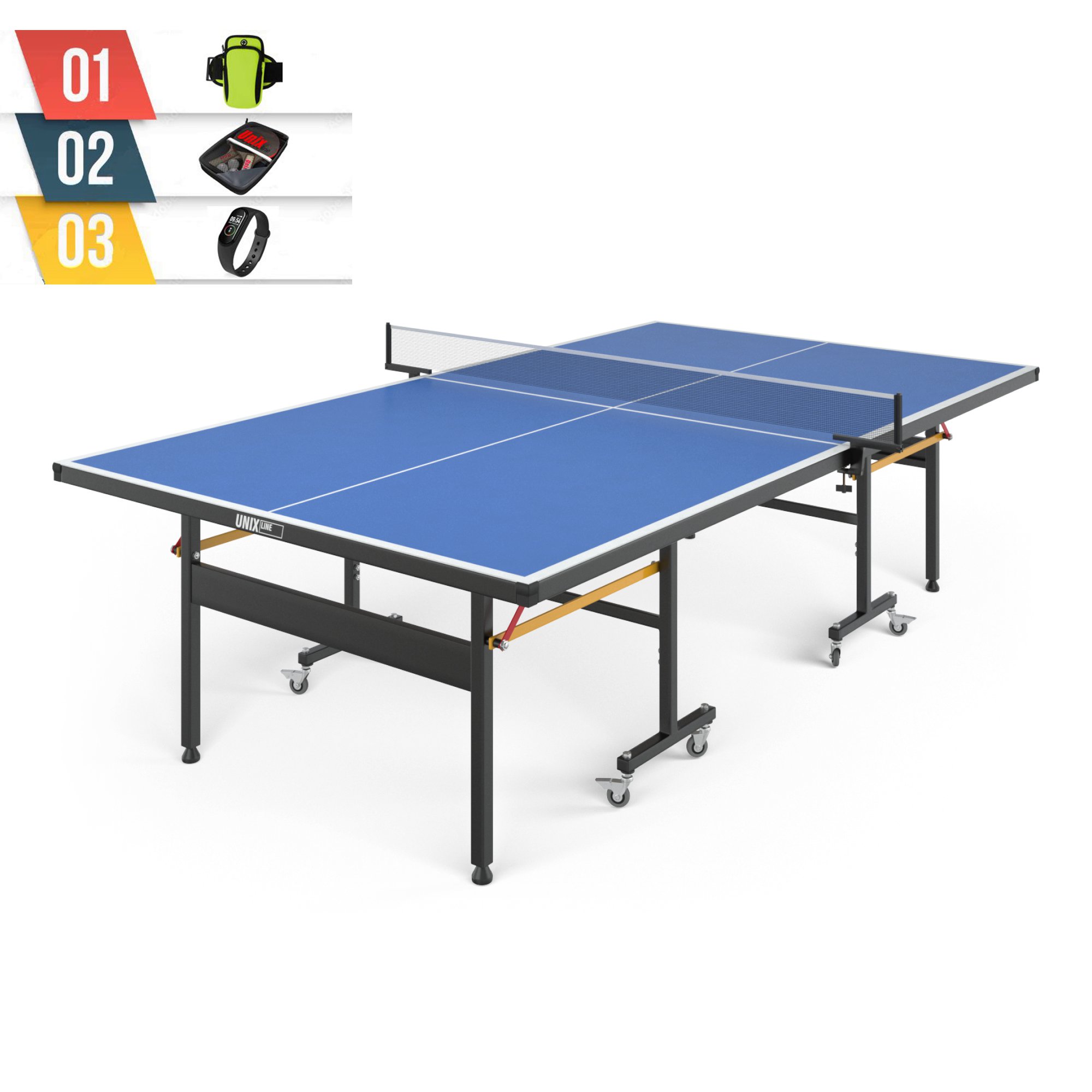 Всепогодный теннисный стол UNIX Line 14 mm SMC Blue + набор для игры