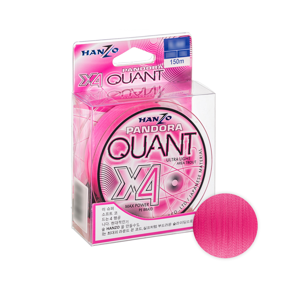 Плетёный шнур Hanzo Pandora Quant x4 0.2 (150м) 0,08мм 2.2кг Pink