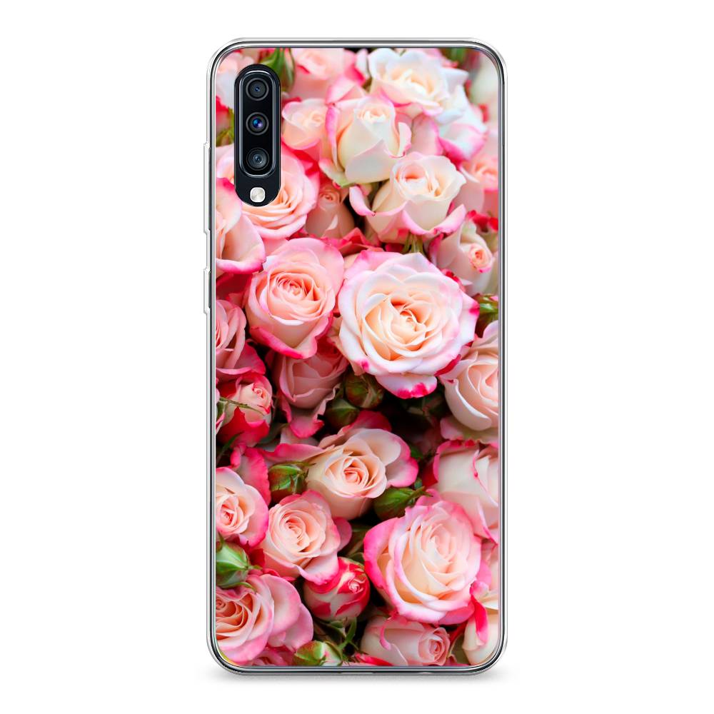 

Чехол на Samsung Galaxy A70 "Много роз", Розовый, 28150-2